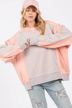 Grey Peach Color Block Sage + Fig Pullover