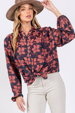 Lightweight Floral Button Down Sage + Fig Shirt: Navy