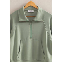 Sage Green High Neck Half Zip Pocket HYFVE Sweatshirt