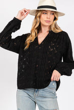 Jacquard V Neck Sage + Fig Shirt: Black