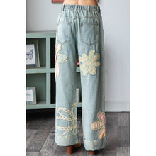 Washed Flower Patchwork Straight Denim Oli&Hali Jeans: Pink