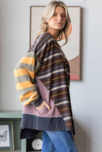 Washed Oversized Strip Oli&Hali Top: Mocha