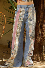 Patchwork relaxed woven denim POL pants: Denim