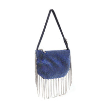 Beaded Fringe Rhinestone Shoulder Bag: Silver