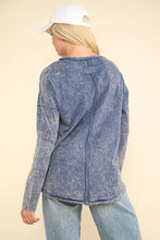 Denim Mineral Washed Casual Knit Top