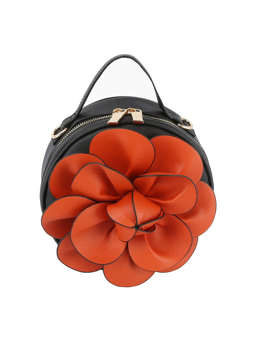 Raised Flower Petite Handbag: Orange