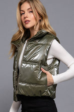 High Neck Zip Up Vest: Olive