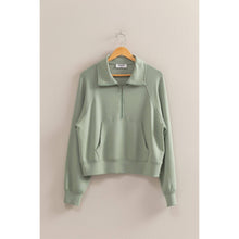 Sage Green High Neck Half Zip Pocket HYFVE Sweatshirt