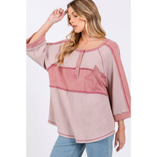 Waffle Knit Star Applique Patch Sage + FIg Top: Mauve