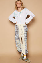 Floral plaid pattern solid POL joggers: Cream