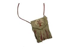 Vegan Chic Pseudo Suede Fringe Sacred Tree 2 Pocket Bag