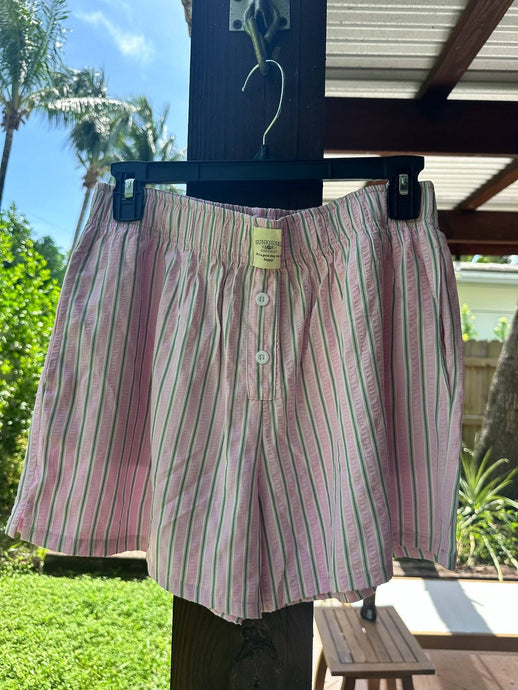 Everyday Boxer Shorts: Pink/Green Halo Stripes