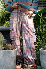 Cargo pockets detail plaid print jogger POL pants: Pink Multi