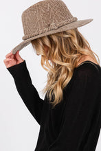 Chenille Pattern and Braided Band Winter Fedora: Beige