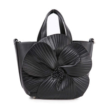 Silver Raised Flower Petite Hand Tote