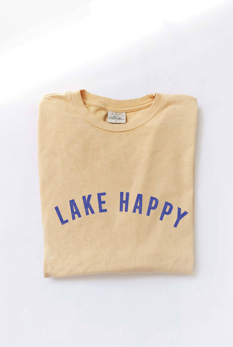 LAKE HAPPY Mineral Washed Graphic Top GOLDEN