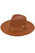 C.C Link Chain and Pleated Wide Band Felt Hat Panama Hat: Heather Charcoal