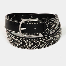 Rhinestone Metallic Studded Belt: White