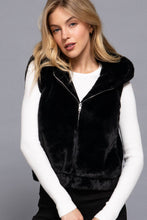 Hoodie Faux Fur Vest: Black