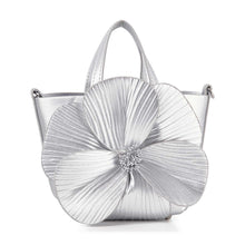 Silver Raised Flower Petite Hand Tote