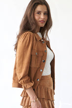 Suede Cropped Sage + Fig Utility Jacket: Camel