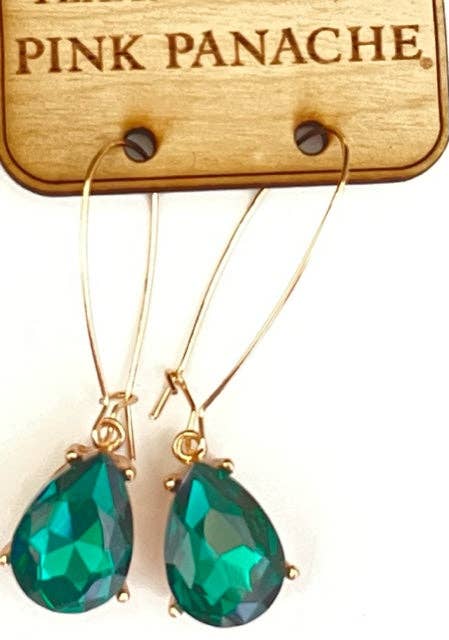 Emerald teardrop earring: Green