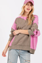 Ash Pink Color Block Sage + Fig Pullover