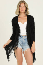 Black Faux Suede Fringe Jacket