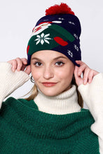 Snowy Day Santa Christmas Holiday Pom Beanie