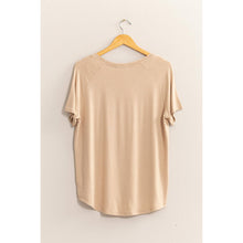 Short Sleeve V Neck HYFVE Top: Taupe