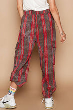 Vintage washed stripe jogger pants: Choco Red Multi