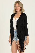 Black Faux Suede Fringe Jacket