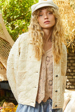 Balloon sleeve stud detail woven quilted jacket: Cream