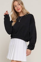 Black Long Sleeve Crew Neck Short Sweatshirt