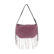 Beaded Fringe Rhinestone Shoulder Bag: Silver