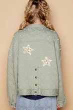 Balloon sleeve stud detail woven quilted jacket: Cream