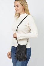 Fringe Mini Crossbody Bag: Black