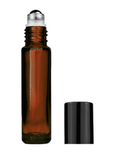 Cylinder Amber Glass Bottle- 9ml: Shiny Black