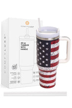 American Flag 40oz Handle Tumbler: Navy/Red