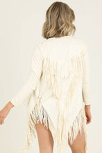 Cream Faux Suede Fringe Jacket