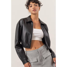 Cropped Faux Leather HYFVE Jacket: Black