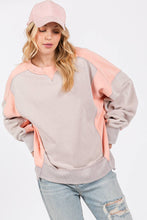 Grey Peach Color Block Sage + Fig Pullover