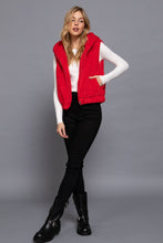 Hoodie Faux Fur Vest: Red