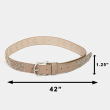 Rhinestone Metallic Studded Belt: White