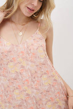 Spaghetti Strap Floral A-Line Ruffled Hem Mini Dress: Peach