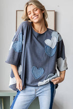 Washed Heart Mix Oli&Hali Tee: Navy