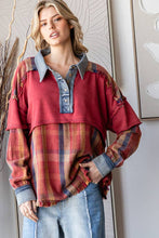 Solid & Plaid Mixed Oli&Hali Shirt: Berry