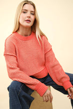 Orange Two Tone Striped Casual Stripe Sweater Top