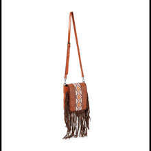 Western Tooled Design Shoulder Bag: Brown