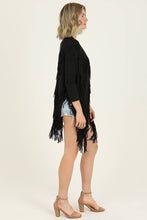 Black Faux Suede Fringe Jacket